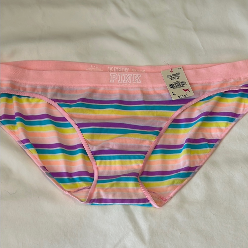 PINK Victoria's Secret Pink and Blue Striped Panties